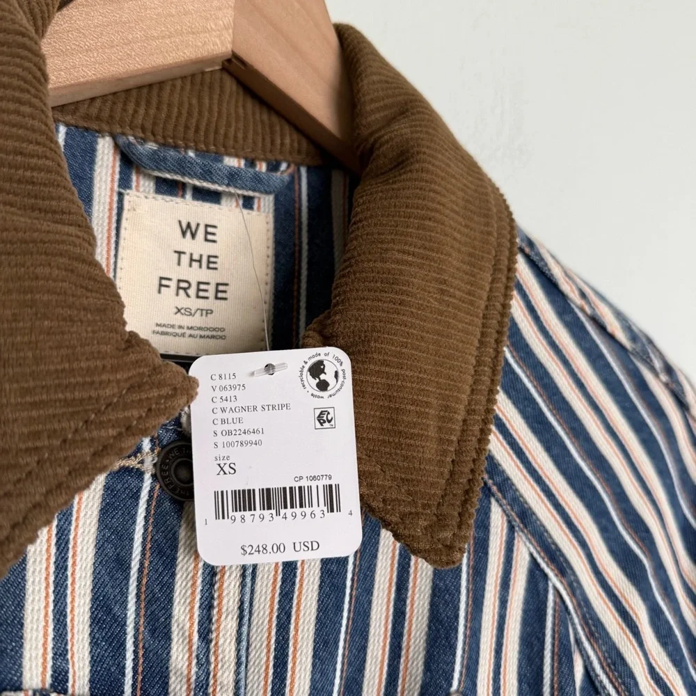 Free People We The Free Striped Denim Barn Coat - Picture 9 of 12